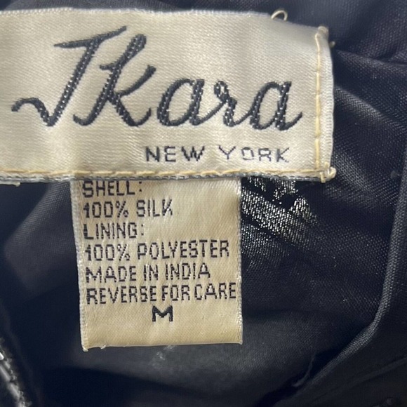 VTG J Kara Dress Size M Black Silk Allover Beaded High Neck Evening Cocktail - Picture 6 of 6